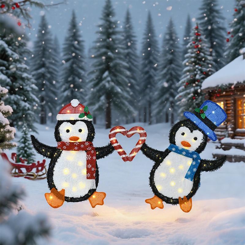 Heart-Shaped Penguin Decorative Lights - Festive Ambiance Lights For Christmas Parties And Holiday Home Decor